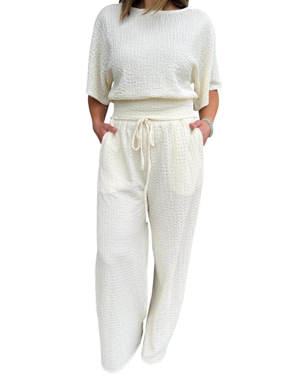 NEW ALLIE ROSE women's the gathered grace pants in cream